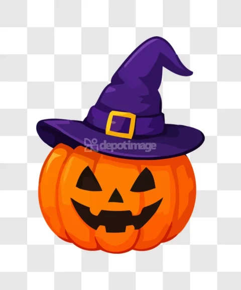 Halloween Jack O Lantern Witch Hat Cartoon