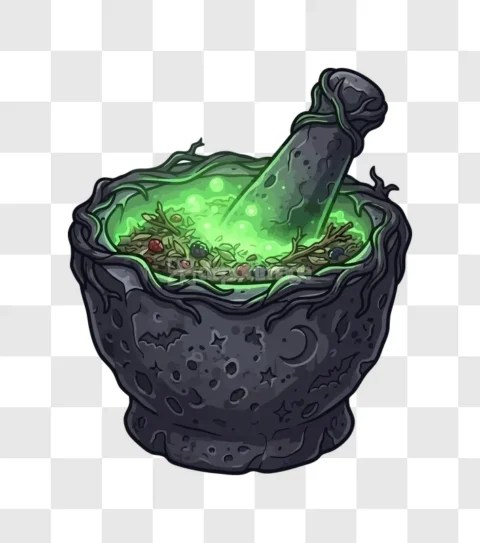Halloween Mortar Pestle Glowing Potion Magic Herbs