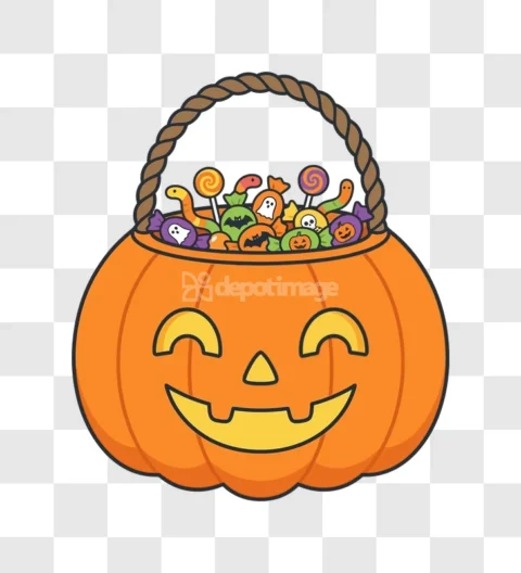 Halloween Pumpkin Basket Full Candy