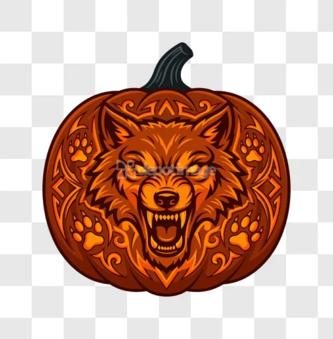 Halloween Pumpkin Carving Fierce Wolf