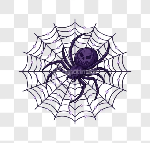 Halloween Spider Web Skull Purple Spooky