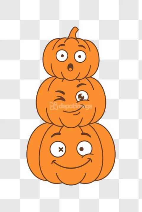 Halloween Stacked Pumpkins Funny Faces Cute Character