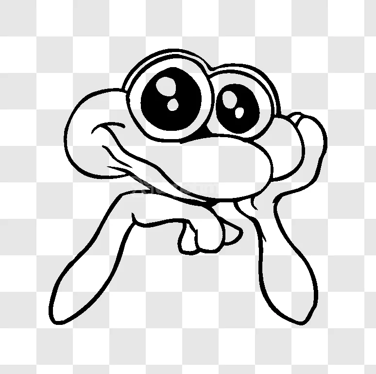 Happy Frog Cartoon Black Outline Smiling black outline transparent background