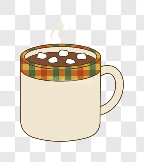 Hot Chocolate Marshmallows Plaid Mug Vector