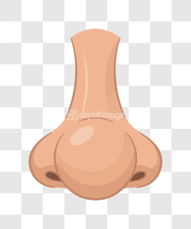 Human Nose Cartoon Style Illustration Isolated with light skin tone, subtle shading, and clear outlines.
