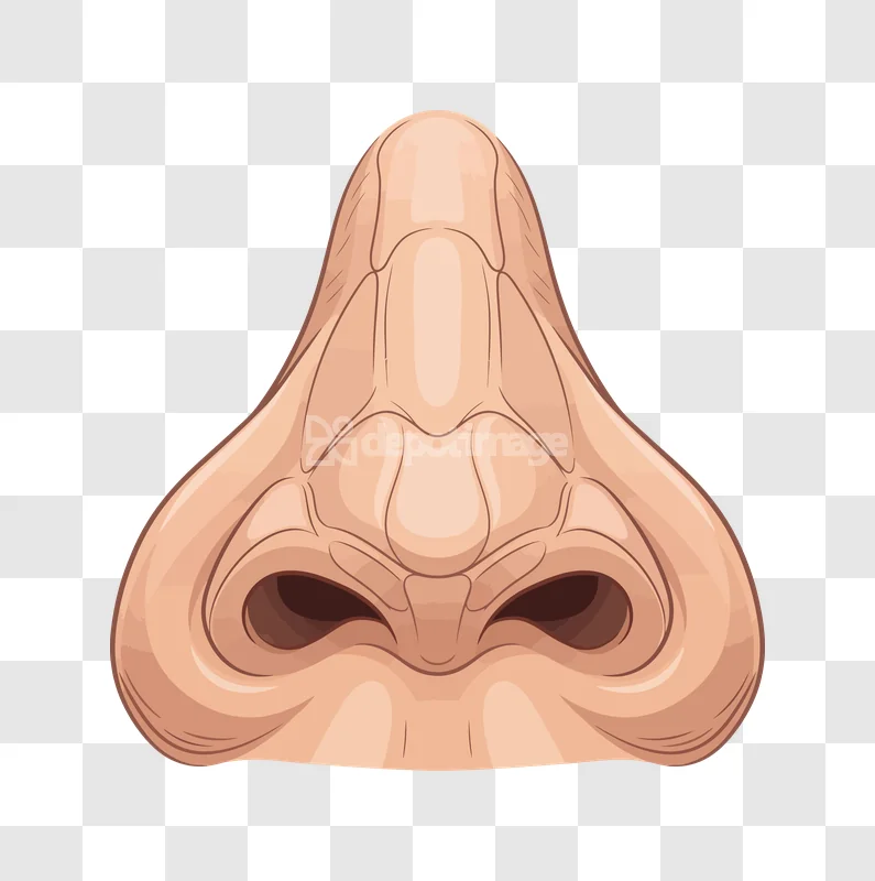 Human Nose Facial Feature Anatomy Illustration, detailed beige cartoon, transparent background