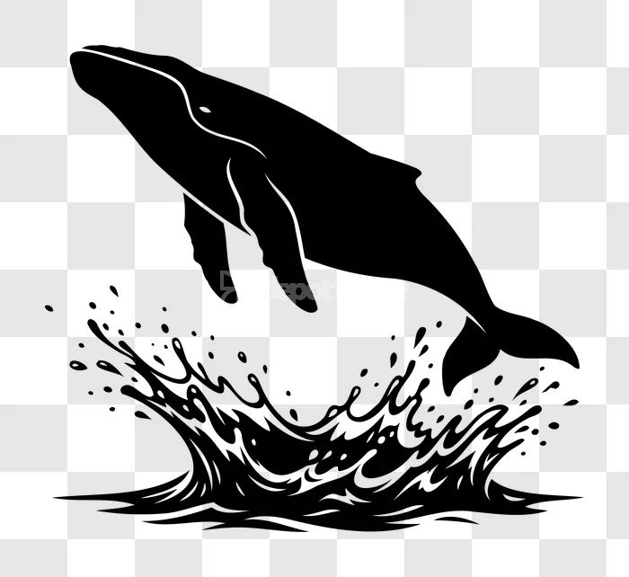 Jumping Whale Water Splash Silhouette