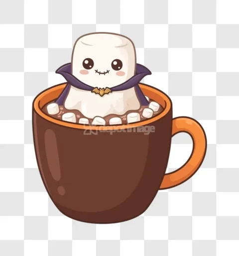 Kawaii Ghost Marshmallow Dracula Hot Chocolate