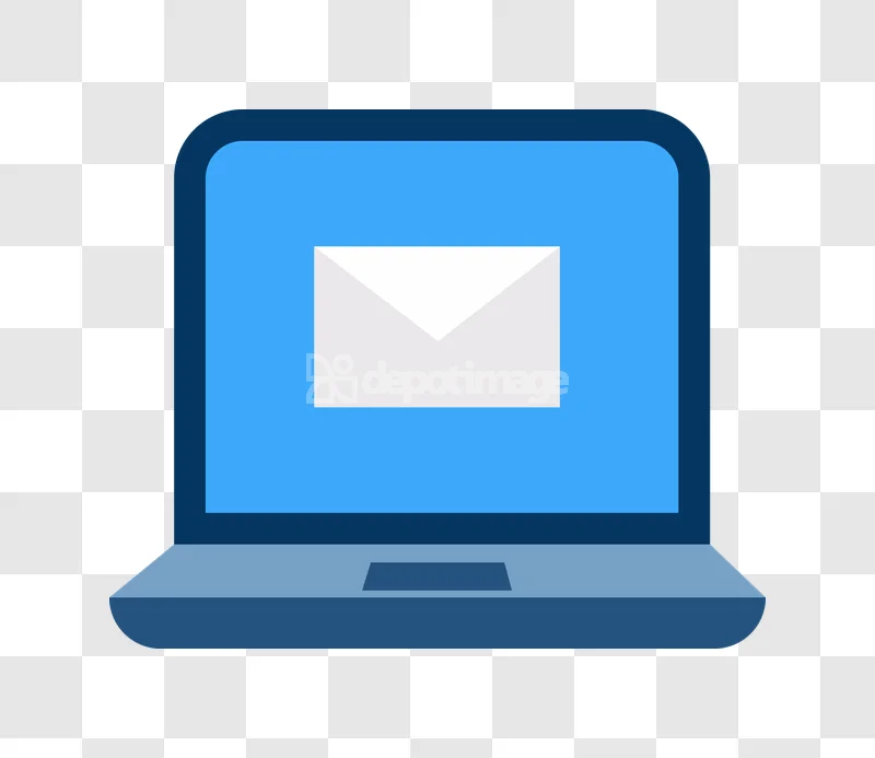 Laptop Email Inbox Messaging Finance Banking Icon flat icon blue white