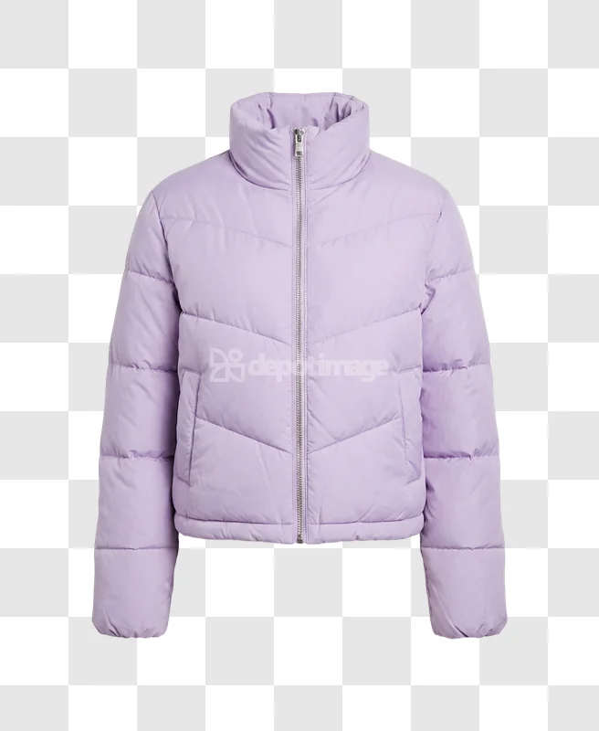 Light Purple Puffer Jacket Zipper