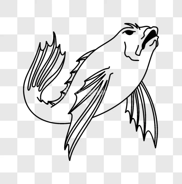 Line Art Fish Open Mouth Swimming