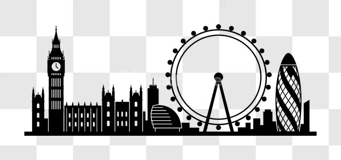London City Skyline Silhouette Famous Landmarks