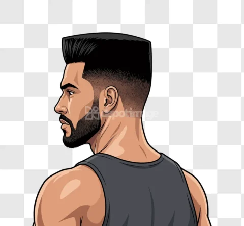 Man Beard Flat Top Haircut Profile
