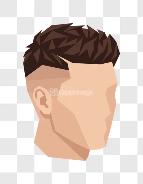 Mans Head Side View Low Poly Art