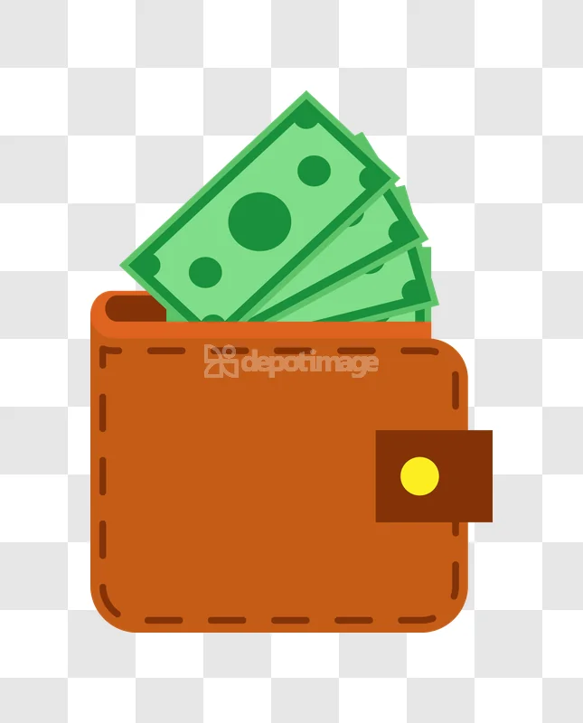 Money Wallet Cash Flat Illustration Finance
