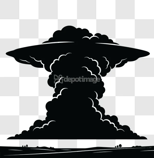 Mushroom Cloud Explosion Dark Silhouette