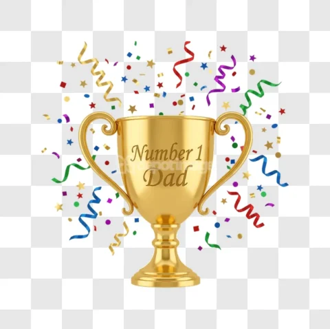 Number One Dad Gold Trophy Confetti Illustration
