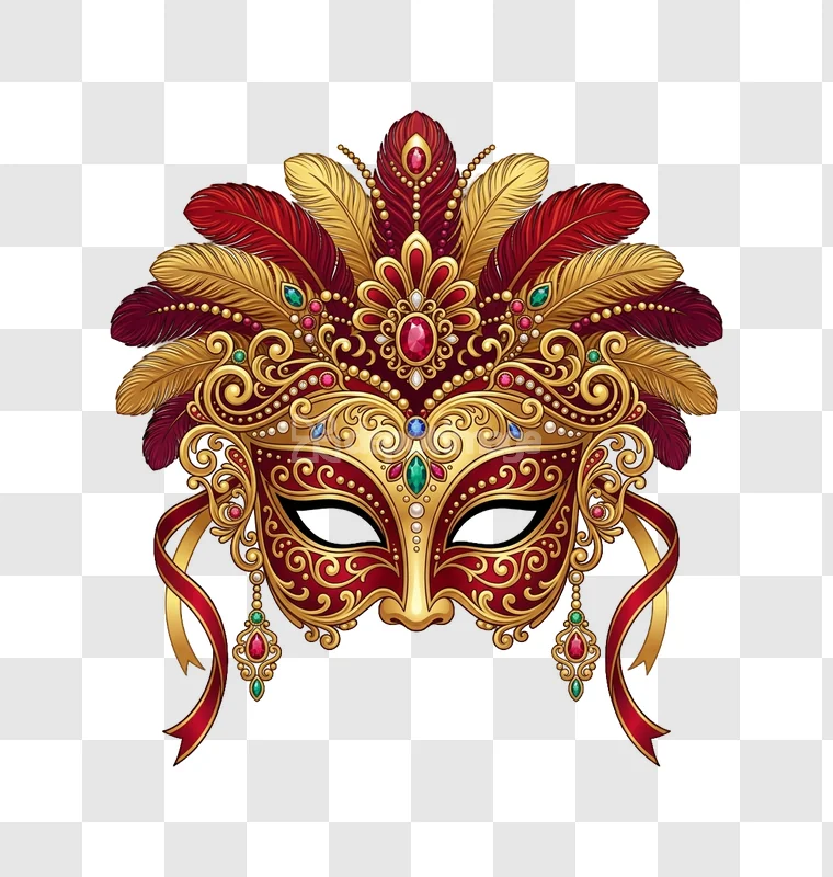 Ornate Venetian Carnival Mask Feathers