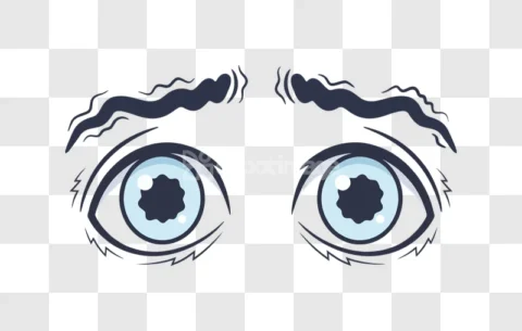 Pair Eyes Looking Scared Cartoon Style