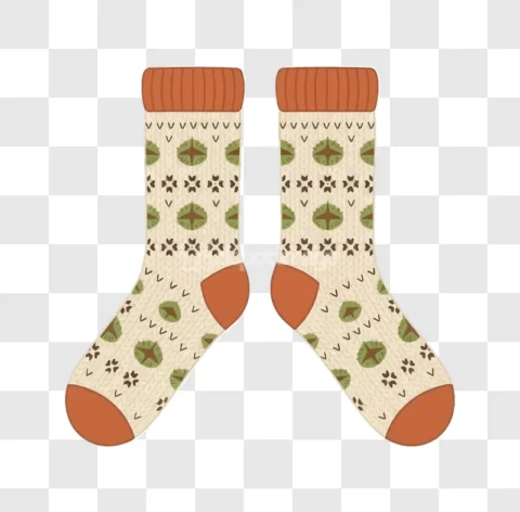 Pair Knitted Socks Winter Pattern Cozy