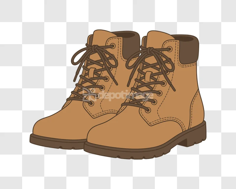 Pair of Brown Hiking Boots Vector Illustration cartoon style transparent background