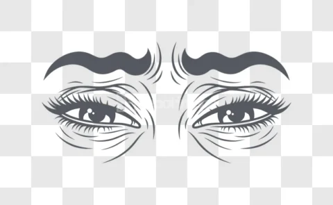 Pair Stylized Eyes Eyelashes Eyebrows Graphic