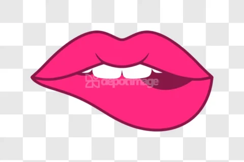 Pink Lips Biting Lip Sensual Cartoon Icon