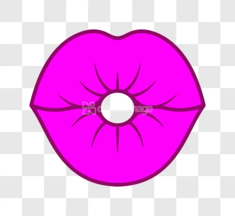 Pink Lips Kiss Mouth Icon Vector