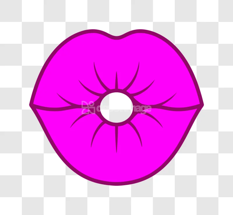 Pink Lips Kiss Mouth Icon Vector: vibrant magenta, flat style, graphic