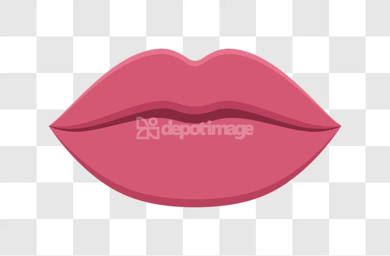 Pink Lips Mouth Kiss Lipstick Sensual, flat graphic style, vibrant pink, closed lips