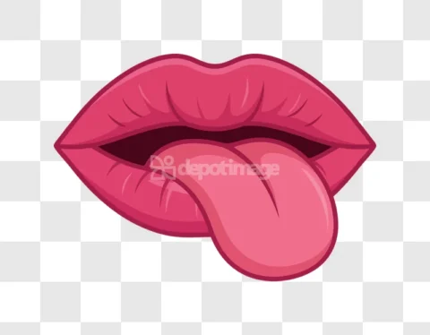 Pink Lips Tongue Sticking Out Cartoon