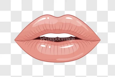 Pink Open Female Mouth Lips Glossy