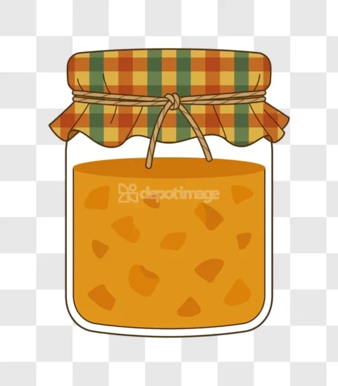 Plaid Fabric Jam Jar Vector Illustration