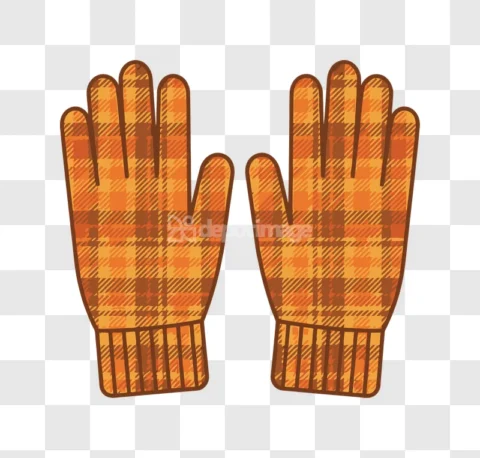 Plaid Orange Winter Gloves Cartoon