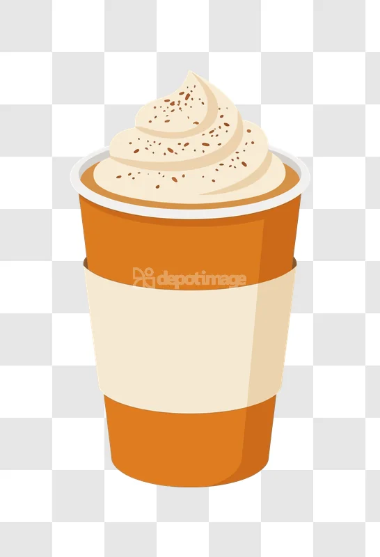 Pumpkin Spice Latte Whipped Cream Vector orange cup with cream and sprinkles