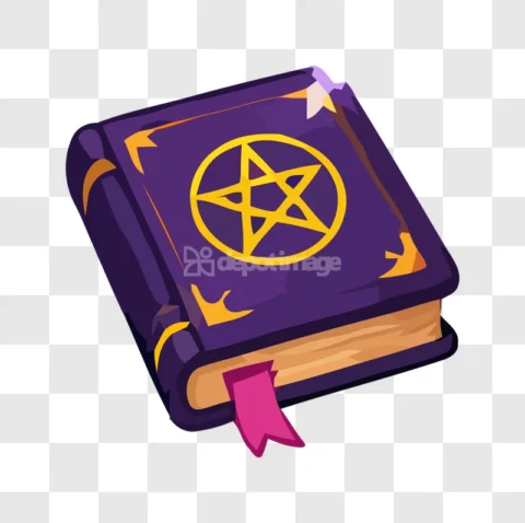 Purple Magic Spellbook Gold Pentagram
