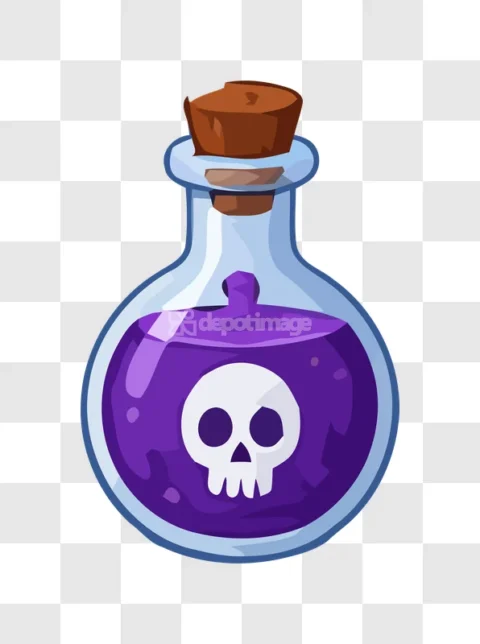 Purple Poison Potion Skull Icon Vector