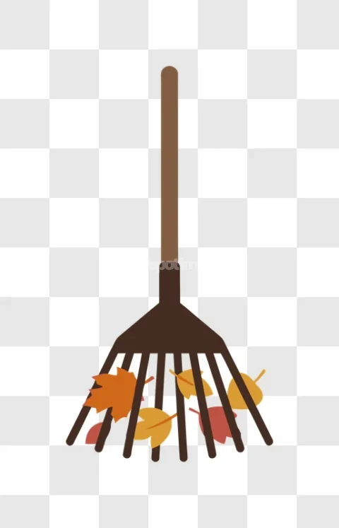 Rake Autumn Leaves Vector Illustration