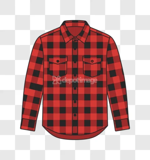 Red Black Plaid Flannel Shirt Vector Illustration