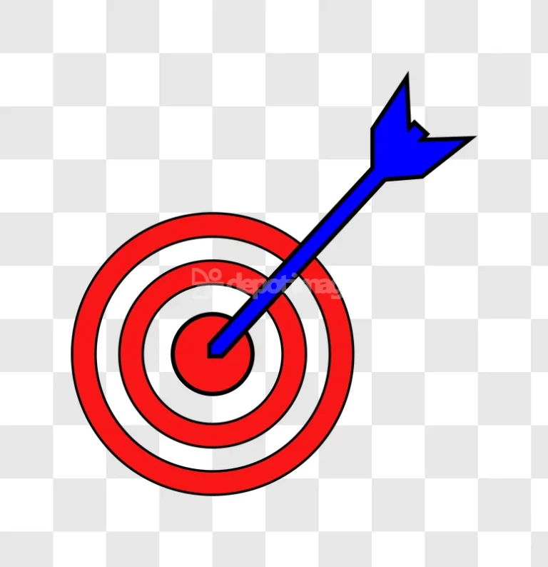 Red Bullseye Target Blue Arrow Center Hit