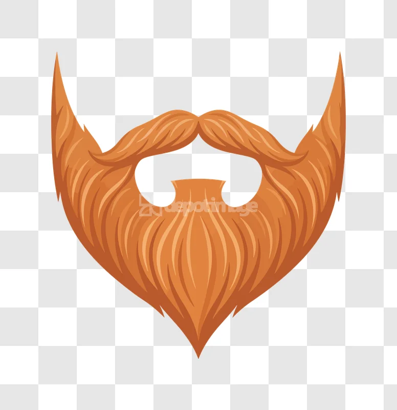 Red Ginger Beard Mustache Hair Mens, vibrant orange cartoon style, black background
