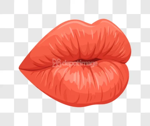 Red Glossy Lips Female Mouth Closed