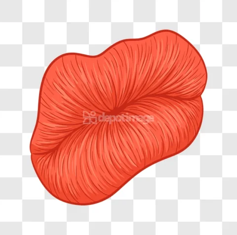 Red Lips Closeup Textured Detail Wavy