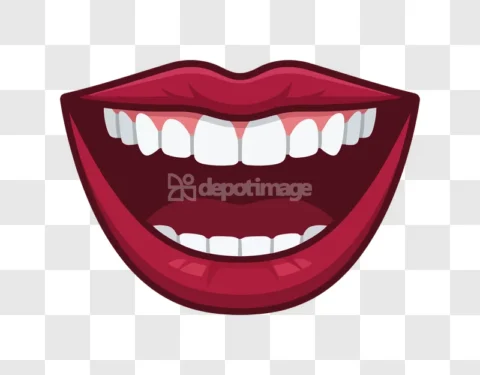 Red Lips Open Mouth Teeth Tongue