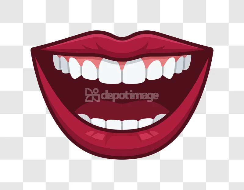 Red Lips Open Mouth Teeth Tongue: vibrant cartoon illustration with white teeth and pink gums.