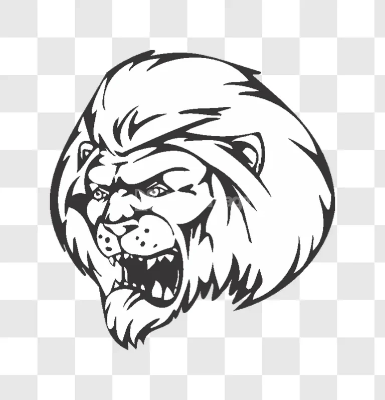 Roaring Lion Head Mascot Logo Graphic