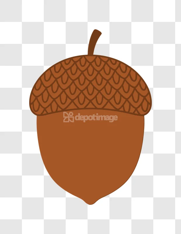 Simple Brown Acorn Cartoon Illustration flat brown transparent background