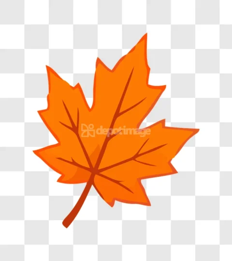 Single Bright Orange Maple Leaf Vector Art