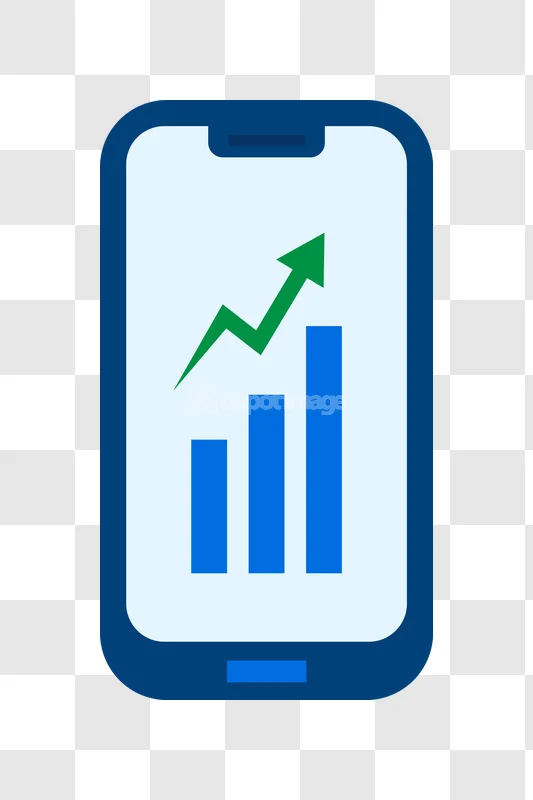 Smartphone Finance Chart Increase Blue Green flat icon blue green