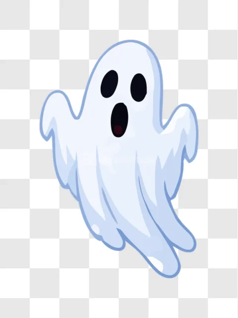 Spooky Cartoon Ghost Screaming Vector Art